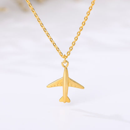 Stainless Steel Plane Pendant Necklace (Multiple Colors)