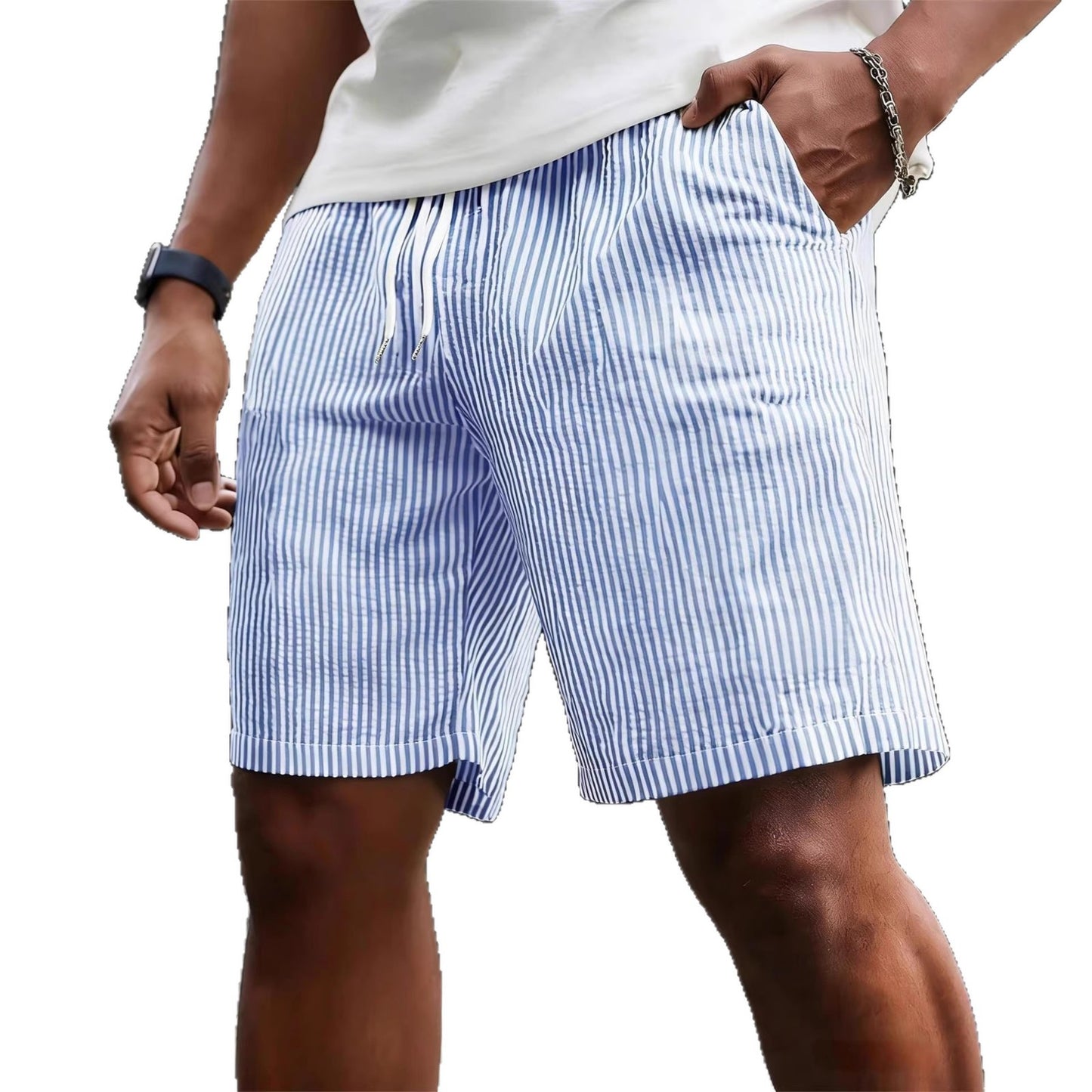 Mens Striped Drawstring Shorts (Multiple Colors)