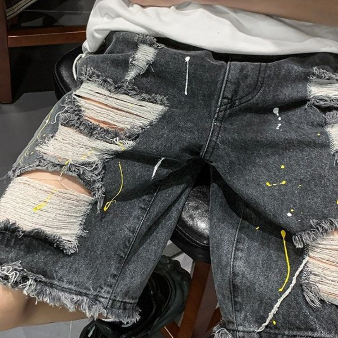 Men's Casual Washed Hole Denim Shorts (Multiple Colors)