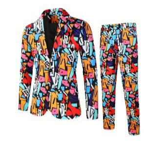 Men's Digital Printing Leisure Suit Outfit 2 Piece Suit Jacket & Pants (Multiple Colors/Patterns)