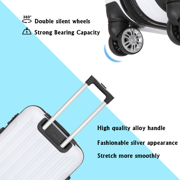 Vertical Pattern Three-in-one Trolley Case With Handle And Universal Wheels (White)