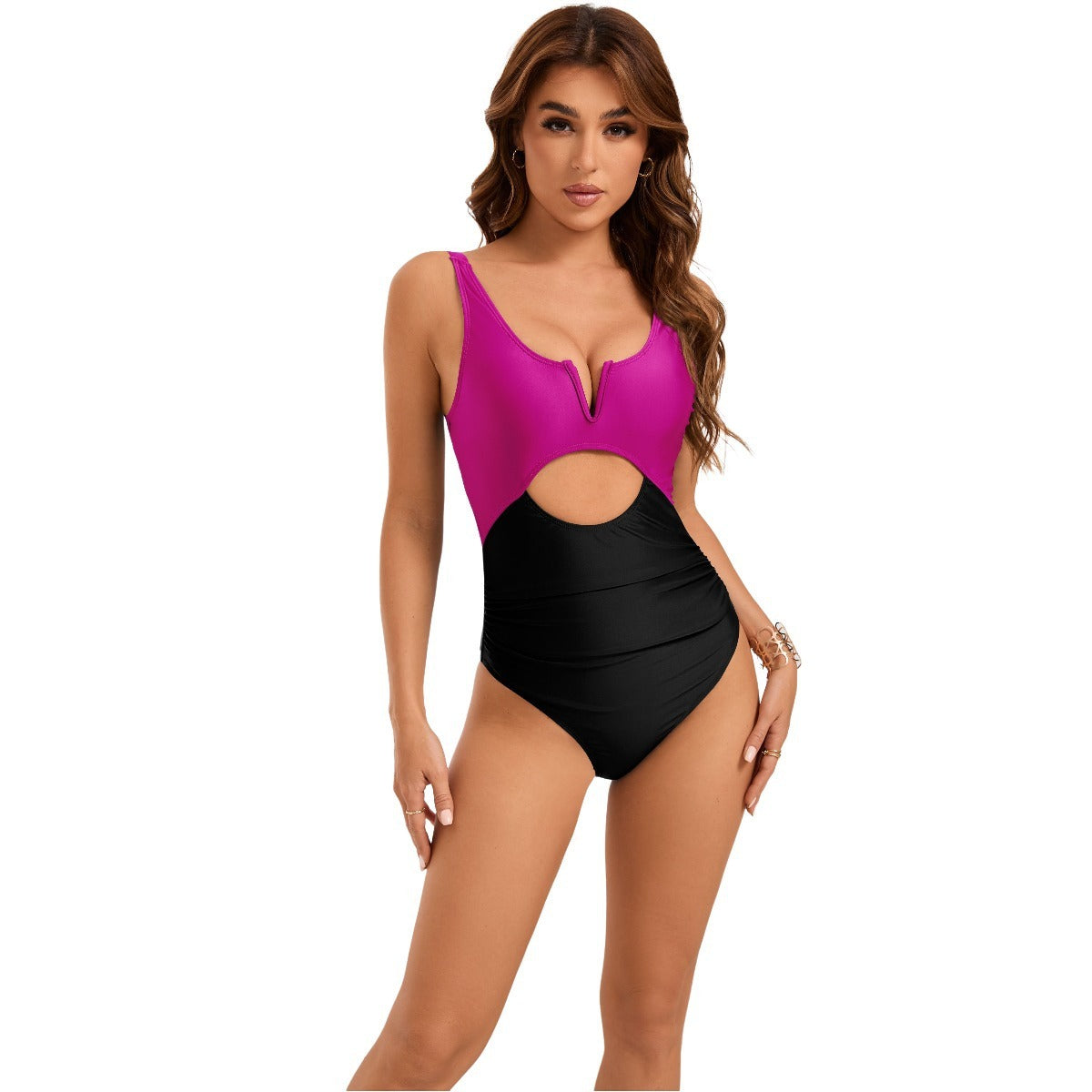 V-support Hollow Backless One-piece Swimsuit For Women (Multiple Colors)