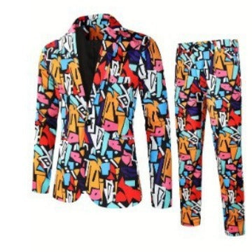 Men's Digital Printing Leisure Suit Outfit 2 Piece Suit Jacket & Pants (Multiple Colors/Patterns)