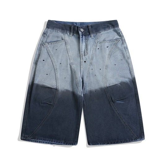 Tie-dye Gradient distressed Jean Shorts