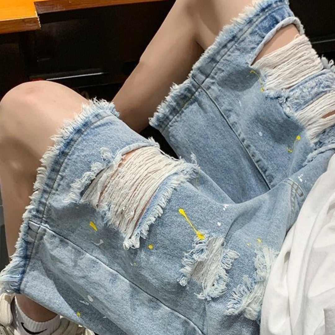 Men's Casual Washed Hole Denim Shorts (Multiple Colors)