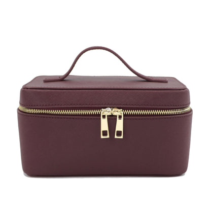Genuine Leather Portable Travel Cosmetic Toiletry Zip Case Large Capacity (Multiple Colors)