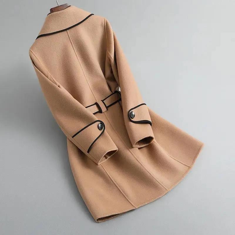 Solid Hepburn Slim Fit Fall Long Sleeve Trimmed Coat (Multiple Colors)