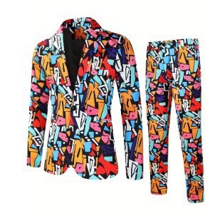 Men's Digital Printing Leisure Suit Outfit 2 Piece Suit Jacket & Pants (Multiple Colors/Patterns)
