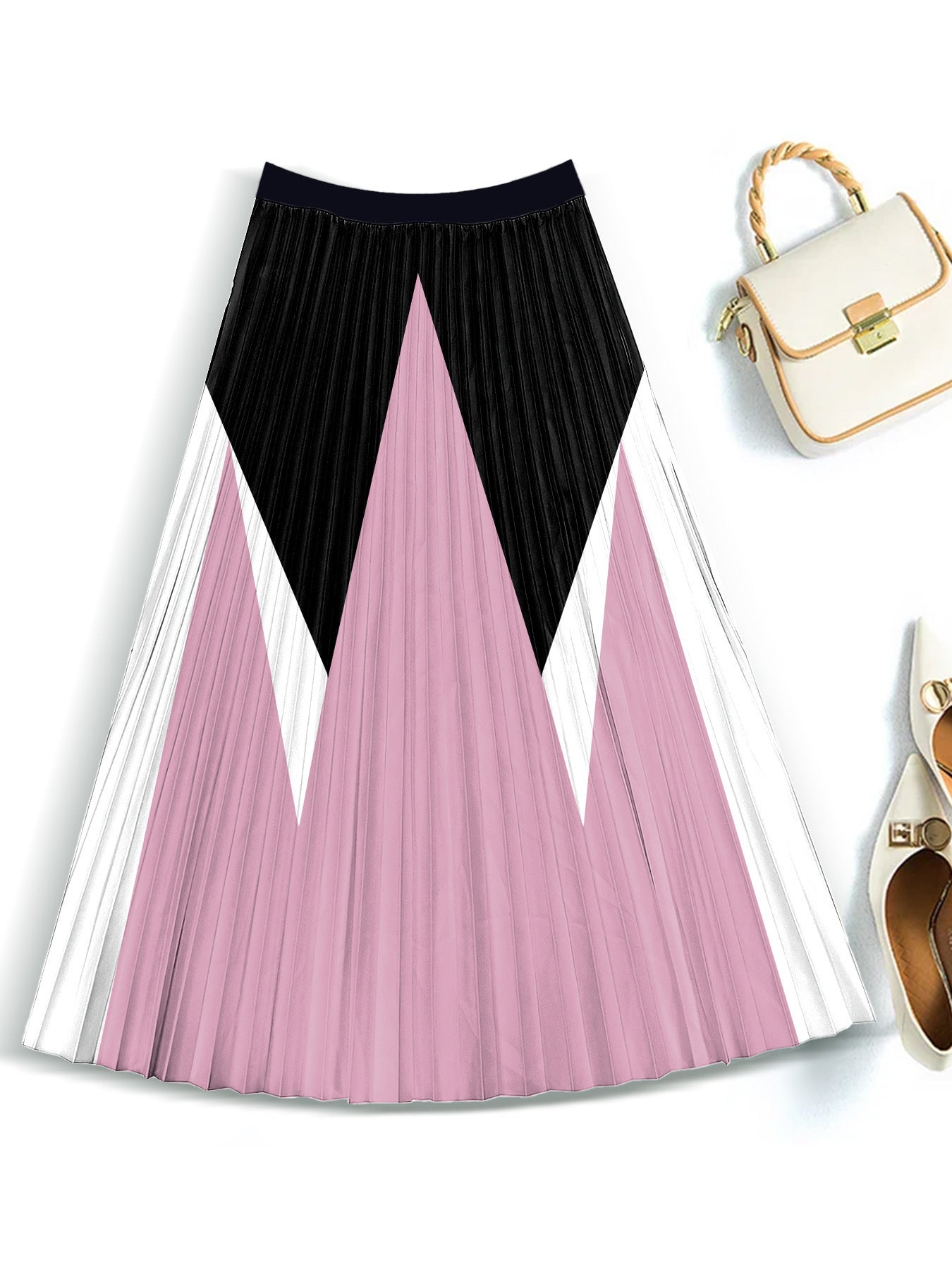 Slimming Pleated Skirt Printed (Multiple Styles/Colors)