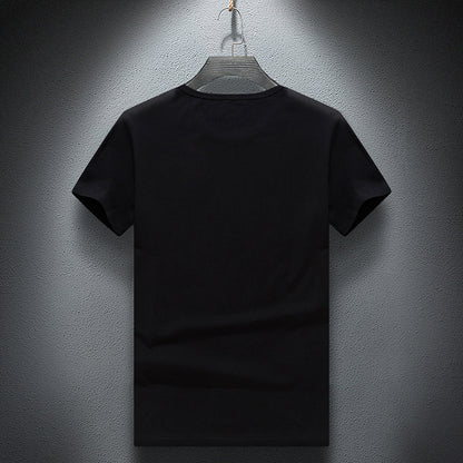 Savage Round Neck Rhinestone Lion Short Sleeve T-shirt (Multiple Colors)