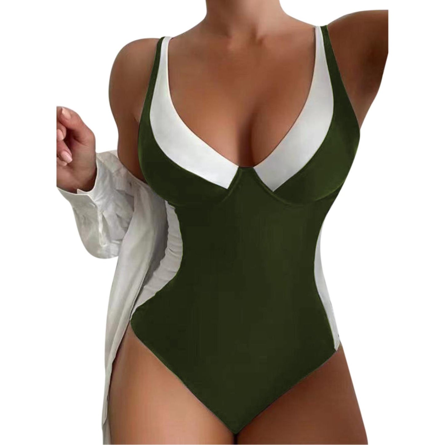 Sexy and Sleek One Piece Contrast Swimsuit (Multiple Colors)